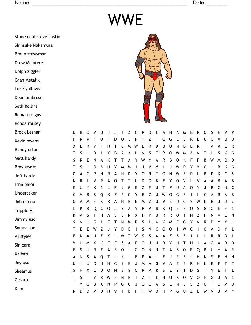 WWE Word Search WordMint